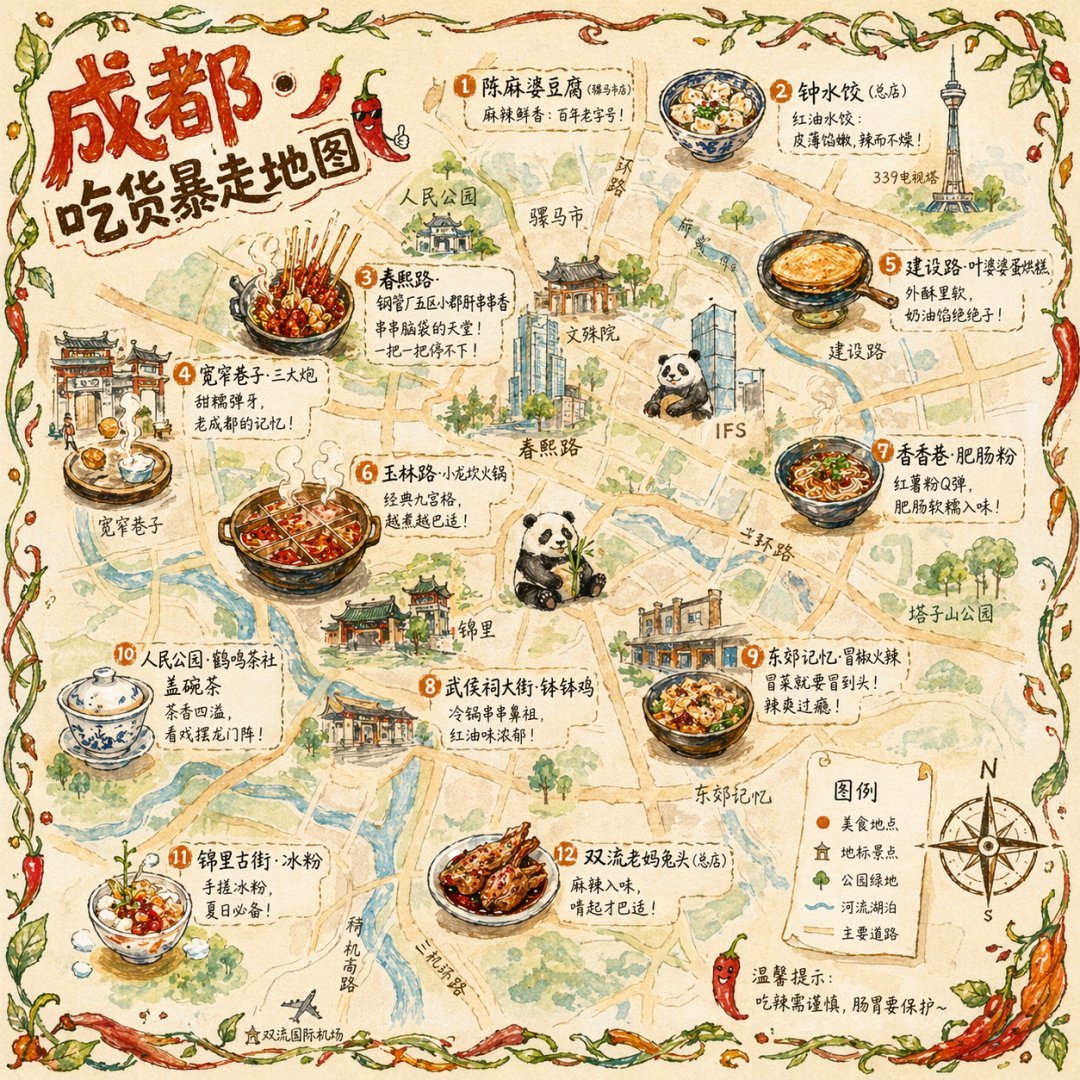 成都吃货暴走地图信息图