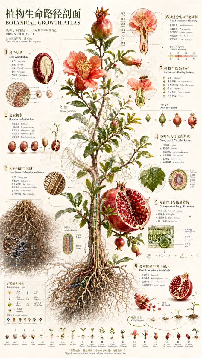 信息图可视化设计：植物生命路径剖面