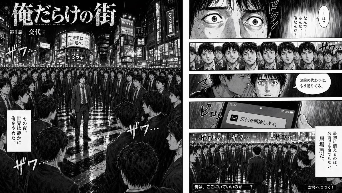 品牌视觉识别图 - 双页漫画分镜心理悬疑