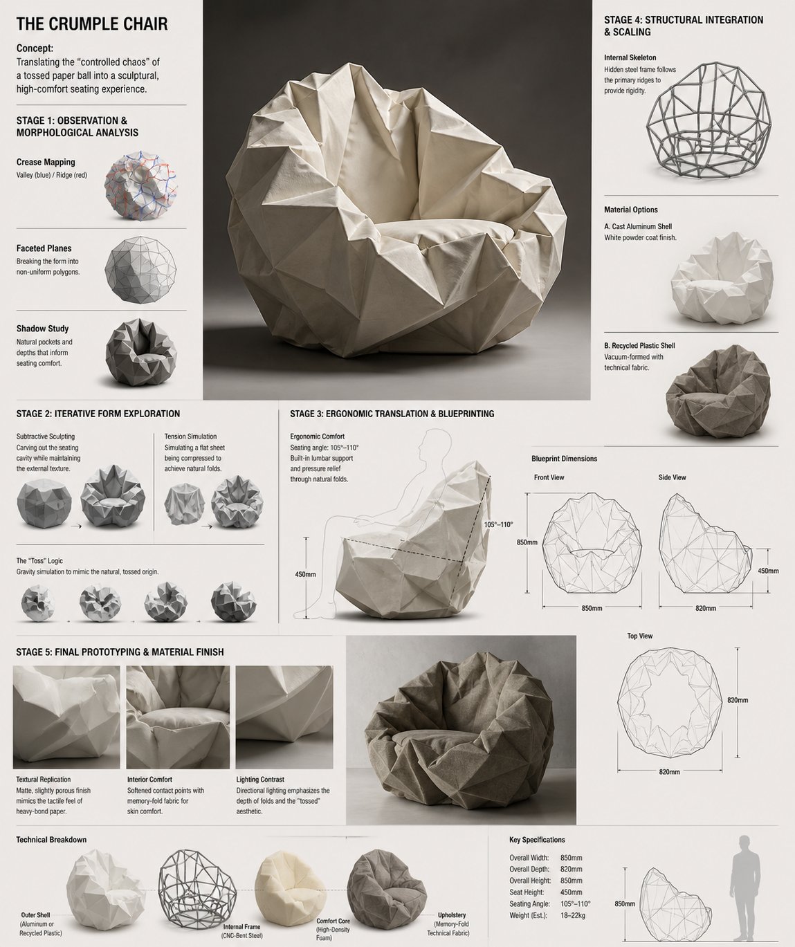Crumple Chair Concept Sofa R&D Board