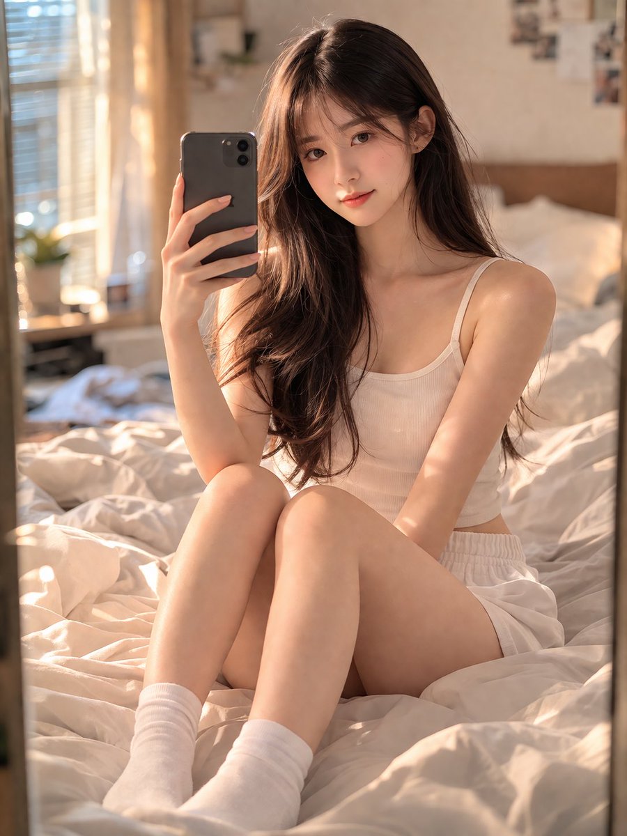 镜中自拍卧室人像