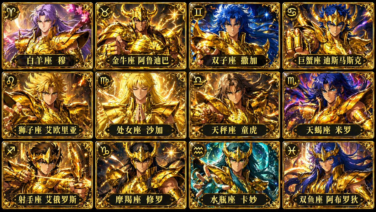 圣斗士星矢黄金十二宫卡牌图