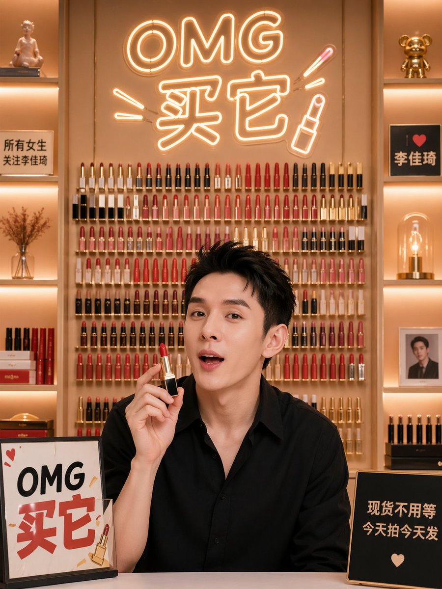 李佳琦直播间口红矩阵背景