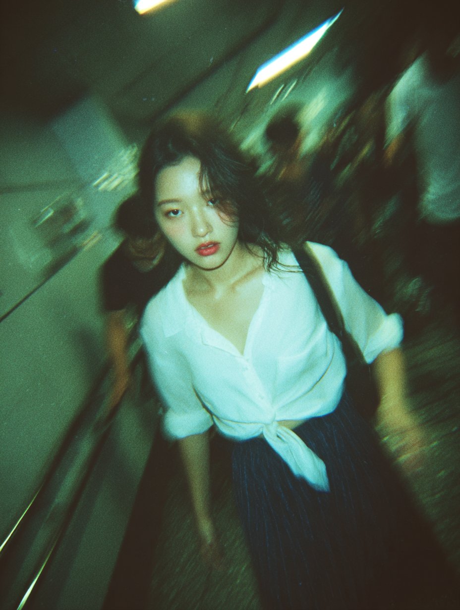 东京地铁楼梯间美女照