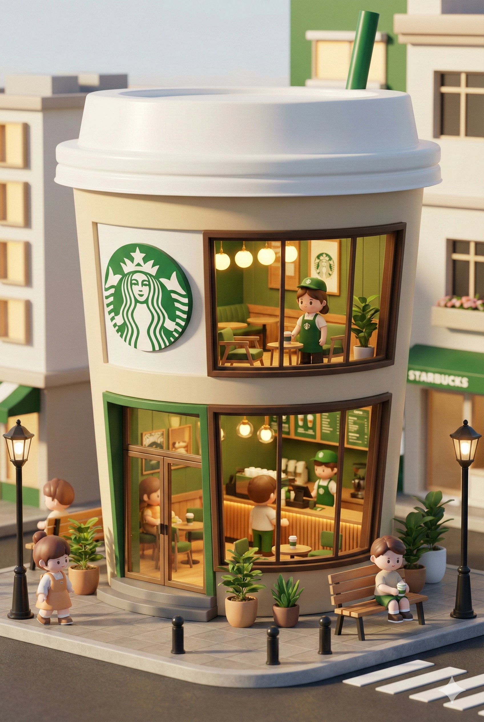 星巴克迷你概念店：3D卡哇伊风格
