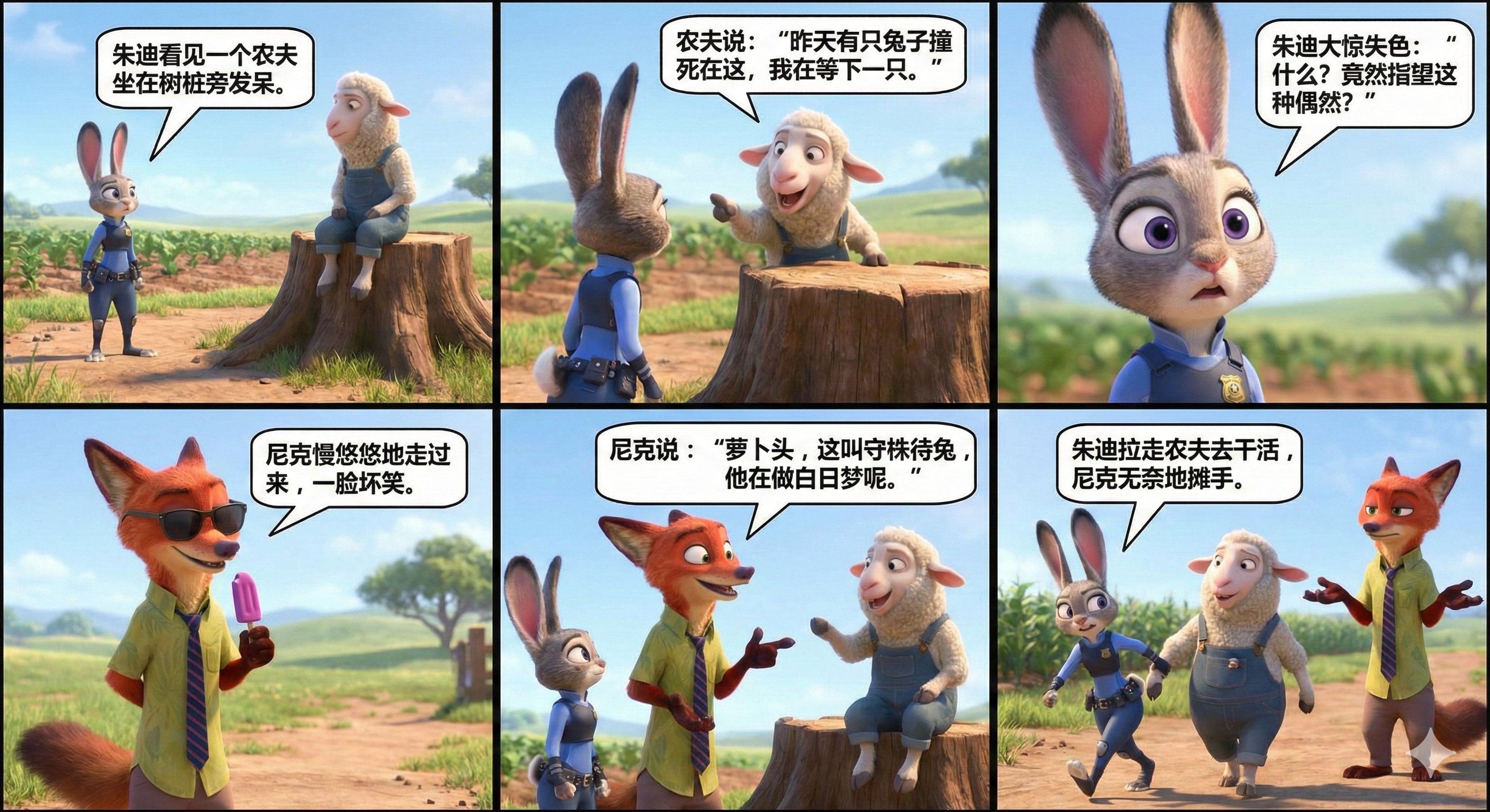 疯狂动物城：朱迪与尼克的守株待兔故事