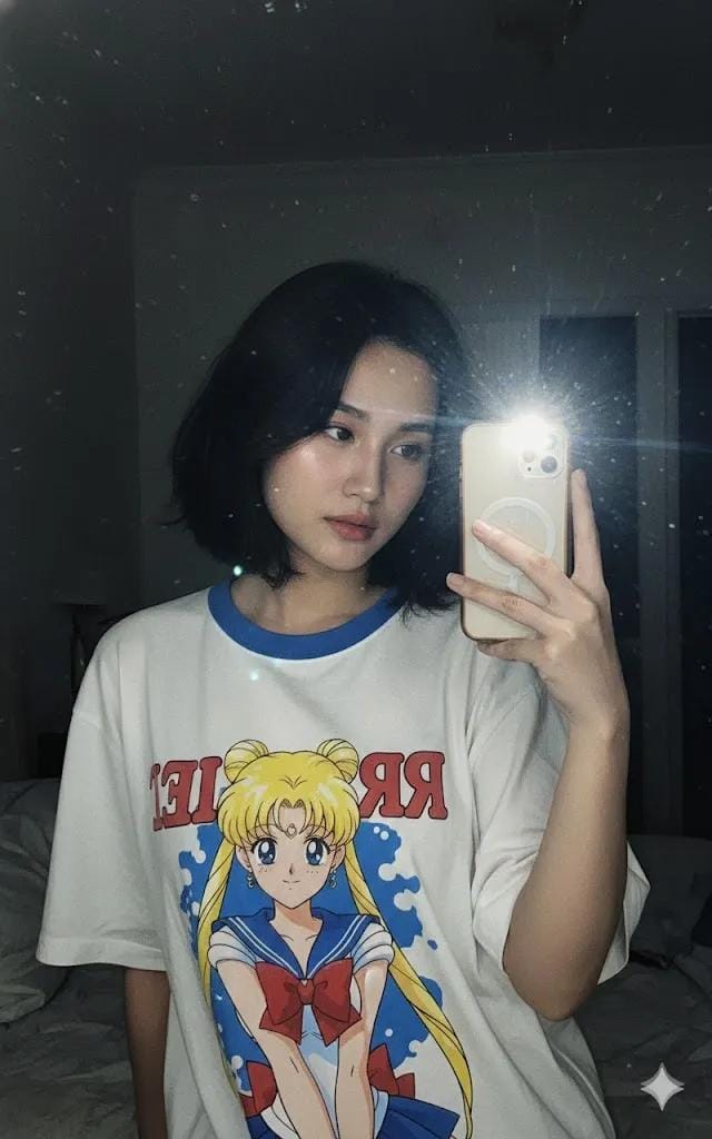 90s Style Bedroom Photo: Young Girl and Usagi Tsukino