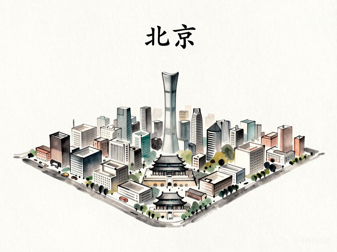 现代极简多彩水墨城市插画