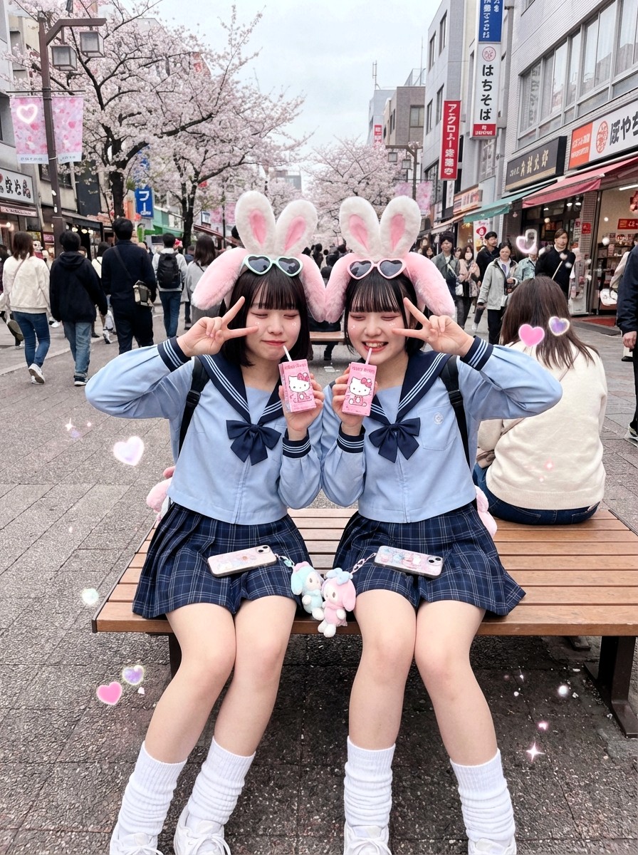 可爱日本街头自拍