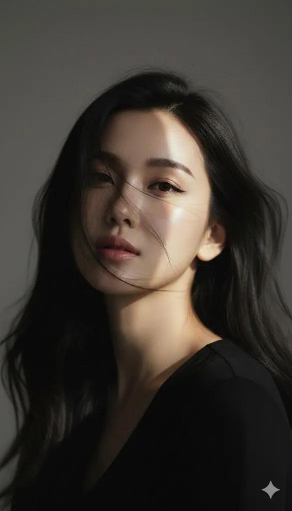 瞬间光影下的韩国编辑室特写肖像