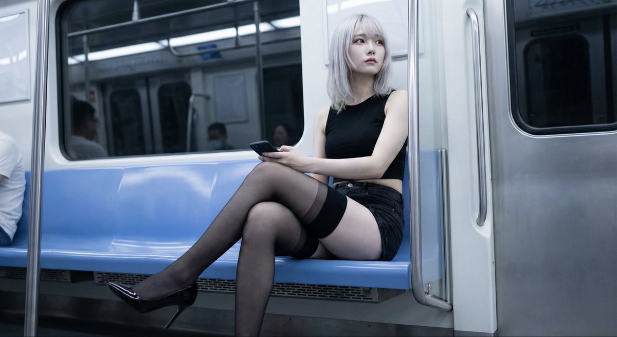 深夜地铁中的美少女