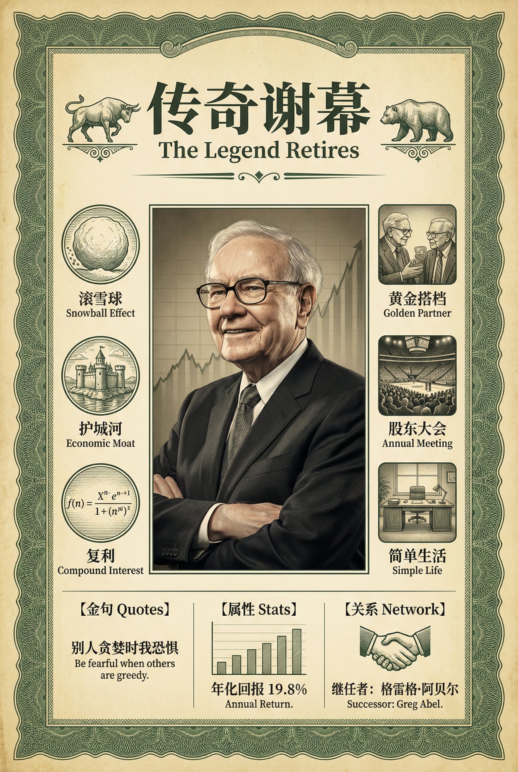 沃伦&middot;巴菲特退休纪念海报