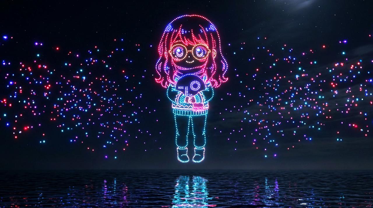 空と海のドローンアート