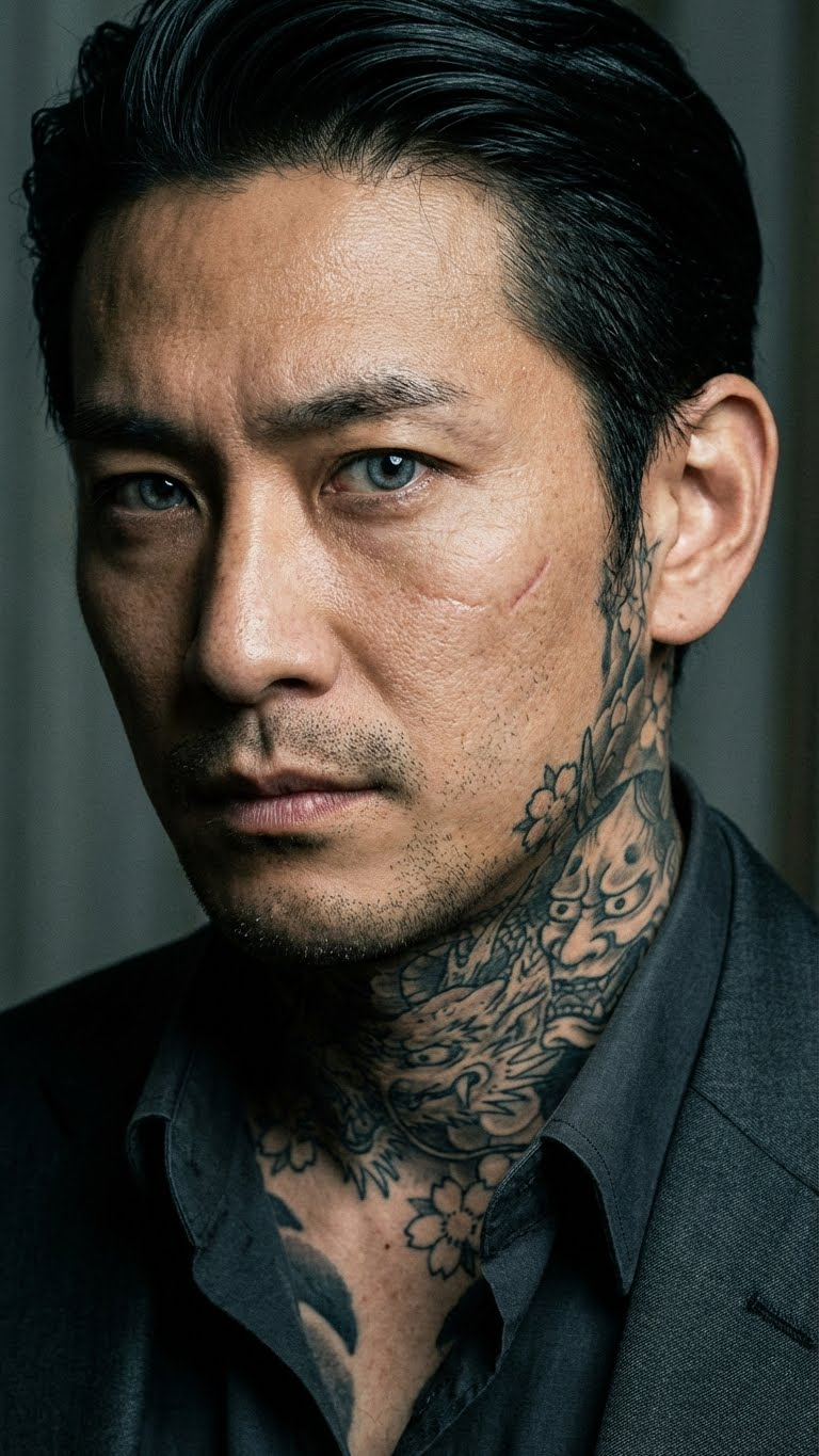 日本黑道成员特写肖像