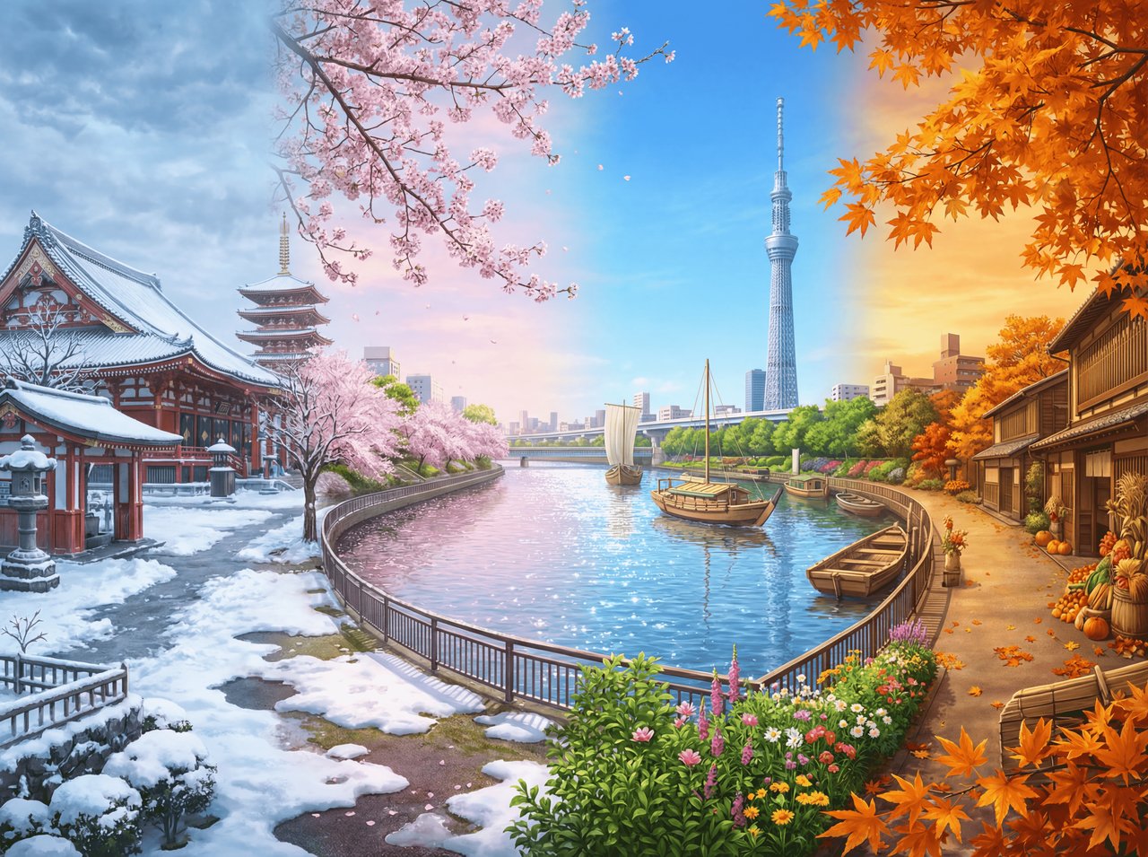 日本四季全景
