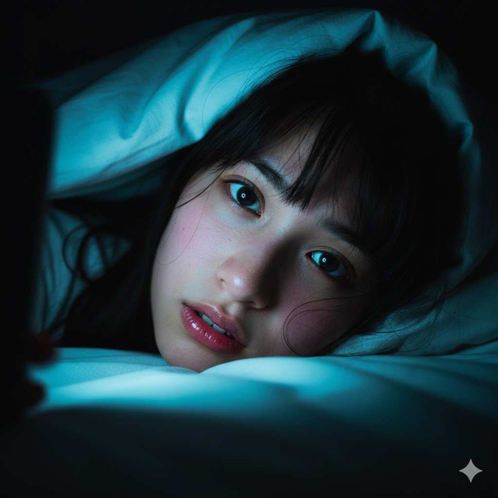 Nanobanan打造，日本青春美少女，深夜屏幕微光