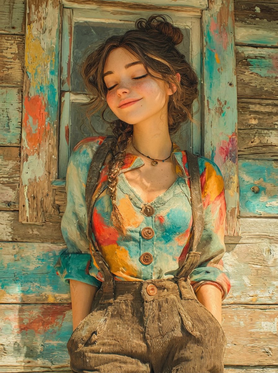 户外新体验：色彩缤纷的梦幻女性画像与3D动画角色