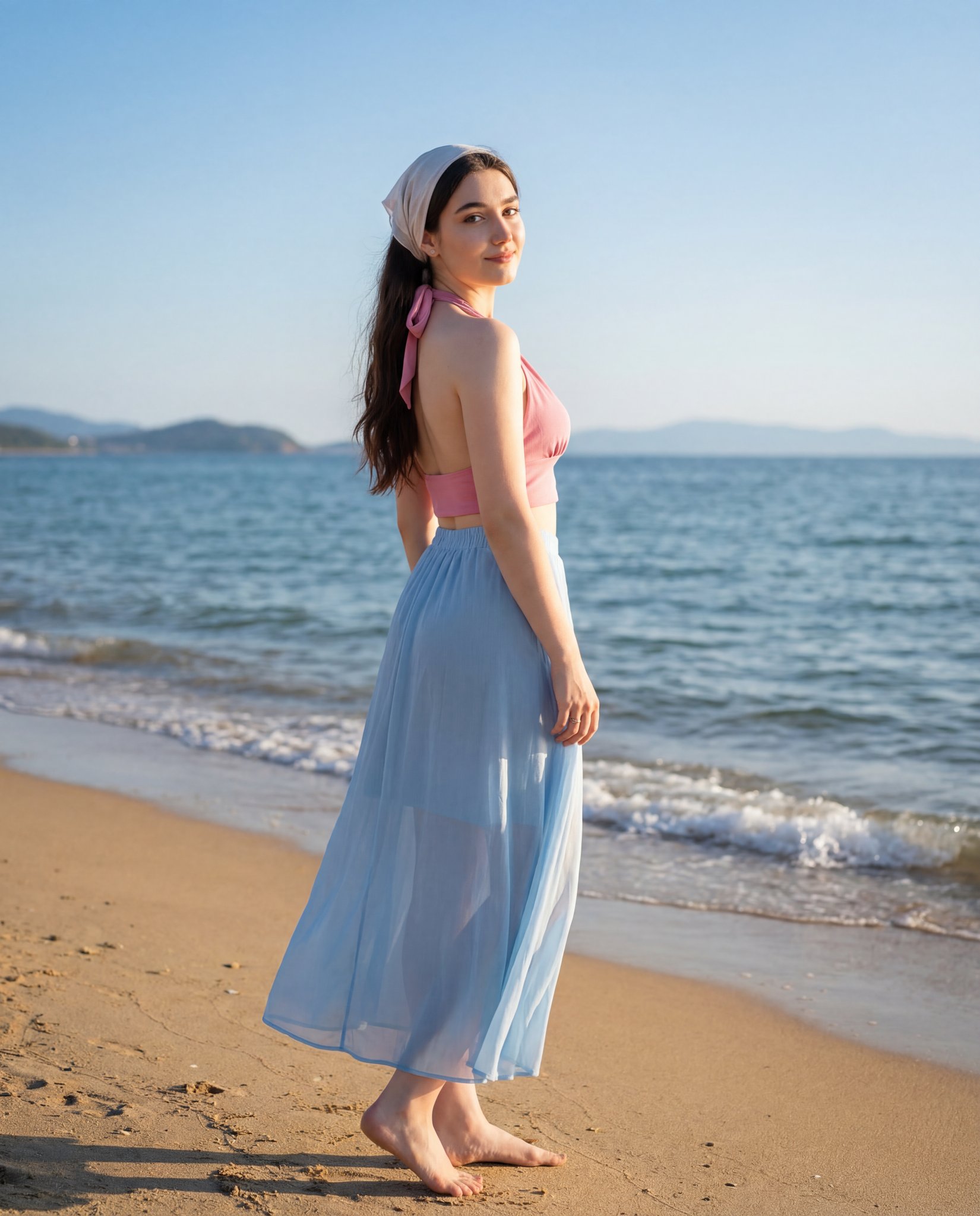 海滨微笑女子
